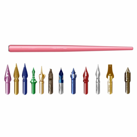 Set met 12 Nibs +  Penhouder + GRATIS A4 Sample Archie's Kalligrafeerpapier