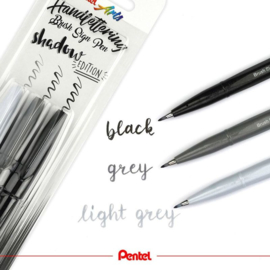 Pentel Handlettering Sign Pen Brush set van 3. Black Ink Edition