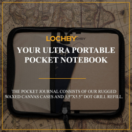 LOCHBY – Pocket Journal / Etui – Zwart 10.7 x 16.8 x 1.9cm meegeleverd een Dotted Tomoe River Paper Notebook / Refill