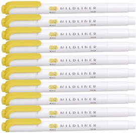 Zebra Mildliner Double-Sided Highlighter - Fine / Bold – Mild Gold Set van 10 verpakt in een Zipperbag