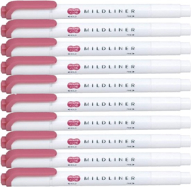 Zebra Mildliner Double-Sided Highlighter - Fine / Bold – Mild Red Set van 10 verpakt in een Zipperbag