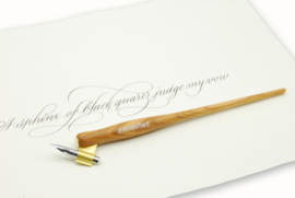 Handwritmic Oblique Olive Wood Penhouder voor de Nikko G Nib # 9437D