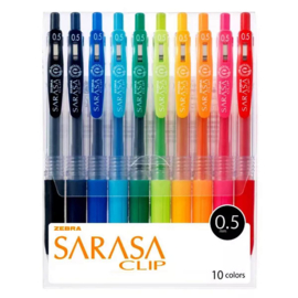 Zebra Sarasa Clip Gel Inkt Pen - Fijn - Set van 10