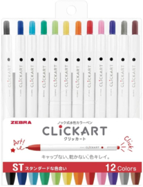 Zebra Clickart Knock Sign 0,6mm Pennen - Set van 12 Standaard Kleuren