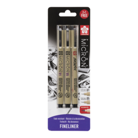 Pigma Micron set Fineliners 01, 05 + Gratis Brush