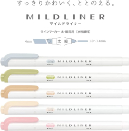 Zebra Mildliner Double Sided Highlighter - 2022 New Natural Colors Set van 5 + Gratis Zipperbag