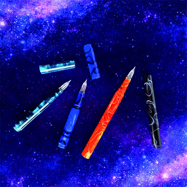 Teranishi Chemical Guitar Glass Pen with Cap, Aurora Borealis, Cosmos Black