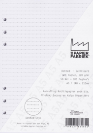 Aanvulling A5 geschikt voor o.a. Filofax, Succes Losbladige Planners 50 Vel, 120gr/m² Dotted - Lijn  Wit Papier
