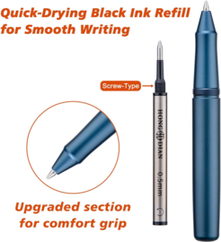 Hongdian # M2 Black Forest Mini Rollerball Pen, Fine Point 0.5mm, Sleek Aluminium Pocket Pen with Black Ink Refill (Midnight Blue) Limited Edition in Metal Box