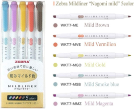 Zebra Mildliner Double Sided Tekstmarker - Fine & Bold - Mild Deep & Warm Colors - Set van 5