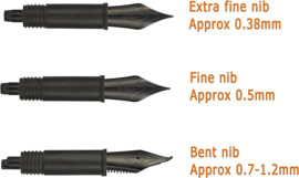 Set of 3 Hongdian Fountain Pen Black Nibs (Fine, Extra Fine and Bent Nib) for Black Forest 1850