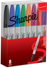 Sharpie Permanente Markers  Fijn, Set van 8 Verschillende Kleuren in een Etui