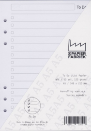 Aanvulling A5 voor o.a. Succes, Filofax en Kalpa Planners 50 vel = 100 pagina's, To Do List A5 Formaat Wit 120 g/m² Papier