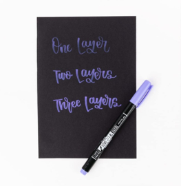 Tombow Brush Pen Fudenosuke Pastel  Lavendel ,  voor o.a.Zwart en Donker Papier / Karton