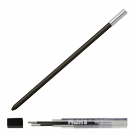 Pentel Multi 8 Vulpotlood 2.0mm Zwart  Grafiet Vulling Set van 2 + EXTRA een 2.0mm Puntenslijper # CH2-A