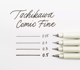 Tachikawa Comic Fineliner  – Set of 4,  0.05mm, 0.1mm, 0.3mm, 0.5mm Black Ink