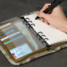A5 Field Journal Notebook Canvas Cover, Rits Padfolio, incl. A6 Binder Ringband Losbladig Papier