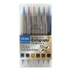 Itoya Dubbelzijdige Kalligrafiepennen   Set  CL-200 6 Kleuren Assorti