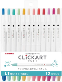 Zebra Clickart Knock Sign 0,6mm Pennen – Set van 12 Heldere Kleuren