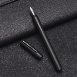 Hongdian H3 Black  Aluminum Fountain Pen  Fine Nib, Screw Cap with Bamboo Shape Clip + Tin Box