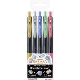 Zebra Sarasa Clip Ballpoint Pen 0.5mm Decoshine Color 5 Color Set