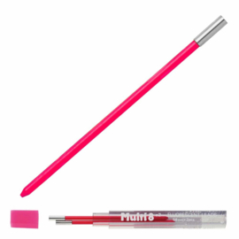 Pentel Multi 8 Vulpotlood 2.0mm Vullingen  Fluoriserend Roze  van 2 + EXTRA een 2.0mm Puntenslijper # CH2-H