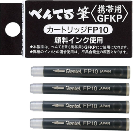 Pentel Brush  4 Cartridges, Black  # FP10-A