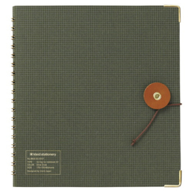 Kleid String-Tie Olive Green Notebook -Ruit,  Square Grid - 2mm Graph - Cream Color Paper # 8840-02
