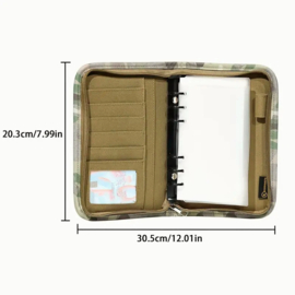 A5 Field Journal Notebook Canvas Cover, Rits Padfolio, incl. A6 Binder Ringband Losbladig Papier