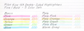 Pilot Kire-Na Dual Tip Highlighter - Set of 5 - Basic Colors # SKIWR24-1-5C1