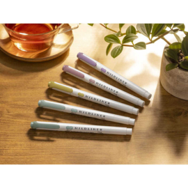 Zebra Mildliner Double Sided Highlighter – Set van 5 New 2025 Pastel / Grijstinten Colors - WKT7-5C-OT