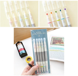 Iconic - Two Way Pastel Pen - Set of 5 Pens Highlighters various Pastel Colours