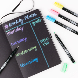 Tombow Fudenosuke Brush Pen Soft Tip, 6 Brilliant Pastel Color Set