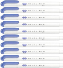 Zebra Mildliner Double-Sided Highlighter - Fine / Bold – Mild Lavendel Set van 10 verpakt in een Zipperbag