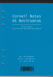 Aanvulling A5 voor o.a. Succes, Filofax en Kalpa Agenda's /Planners 80 vel = 160 pagina's, Cornell Notes Notitieblok A5 Formaat Wit 120 g/m² Papier