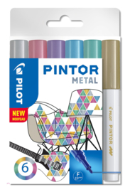 PILOT Pintor Pigmentmarkers 2.9 mm / Fine Tip  Set van 6 "Metal Mix"
