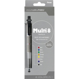 Pentel Multi 8  Kleuren 2mm Vulpotlood  + 1 HB-Stift en 7 Gekleurde Refills / Vullingen  # XPH802ST