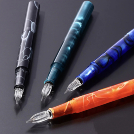 Teranishi Chemical Guitar Glass Pen with Cap, Aurora Borealis, Green
