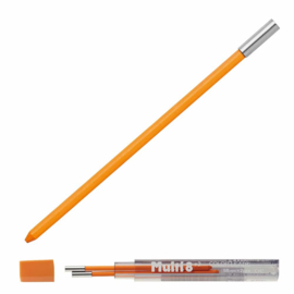 Pentel Multi 8 Vulpotlood 2.0mm Vullingen Oranje Set van 2 + EXTRA een 2.0mm Puntenslijper # CH2-F