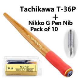 Tachikawa T36P Nibhouder + Nikko G Pen Nib set van 10