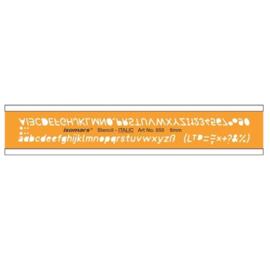 Lettering Stencil / Sjabloon Italic Cursief  6mm # 650