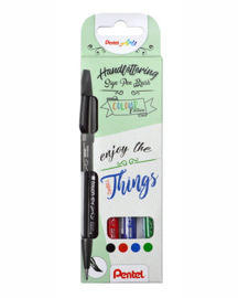 Pentel Handlettering Sign Pen Brush set van 4  Colour  Ink Edition