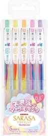 Zebra Sarasa Clip 0.5mm Gelpen,  5 Colors Set Marble Color