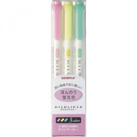 Zebra Mildliner Double Sided Tekstmarker - Fine & Bold - Pastel Colors - Set van 3