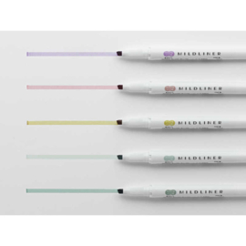 Zebra Mildliner Double Sided Highlighter – Set van 5 New 2025 Pastel / Grijstinten Colors - WKT7-5C-OT