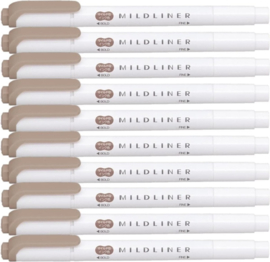 Zebra Mildliner Double-Sided Highlighter - Fine / Bold – Mild Brown Set van 10 verpakt in een Zipperbag