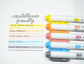 Zebra Mildliner Double Sided Tekstmarker - Fine & Bold - Friendy Colors - Set van 5