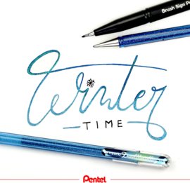 Pentel Hybrid Dual Metalli Gel Pen - 1.0 mm - Metallic Blauw  / Zilver  - K110 DMNX
