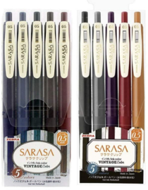 Zebra Sarasa Clip Gel Pen - 0.5 mm - Vintage  - 2 x  5 Color Set