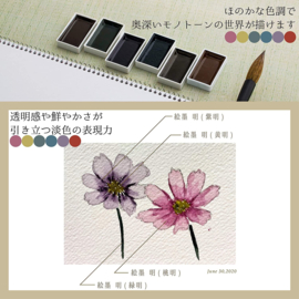 Boku-Undo E-Sumi Watercolor Palette - Shadow Black Mei - 6 Color Set № 15459